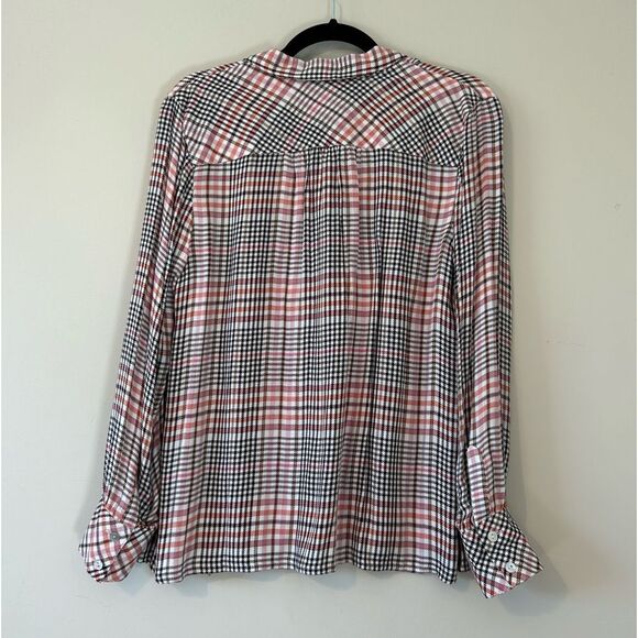 J.Jill Glen Plaid Ruffled Button-Front Blouse Small Petite Long Sleeve - Picture 5 of 10